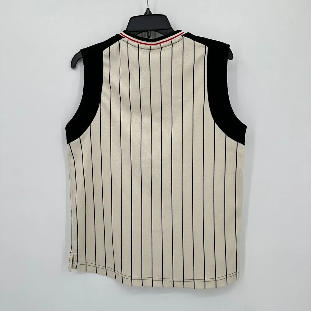 Vintage Nike Jersey Top Kids L 16/18 Cream Black Streetwear Style Baseball Rare‎
